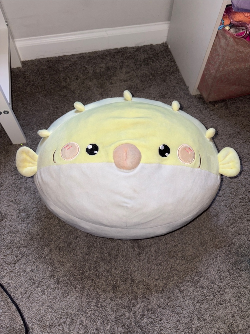 Honeymaru Toys Pufferfish Plush Pillow Yellow & White